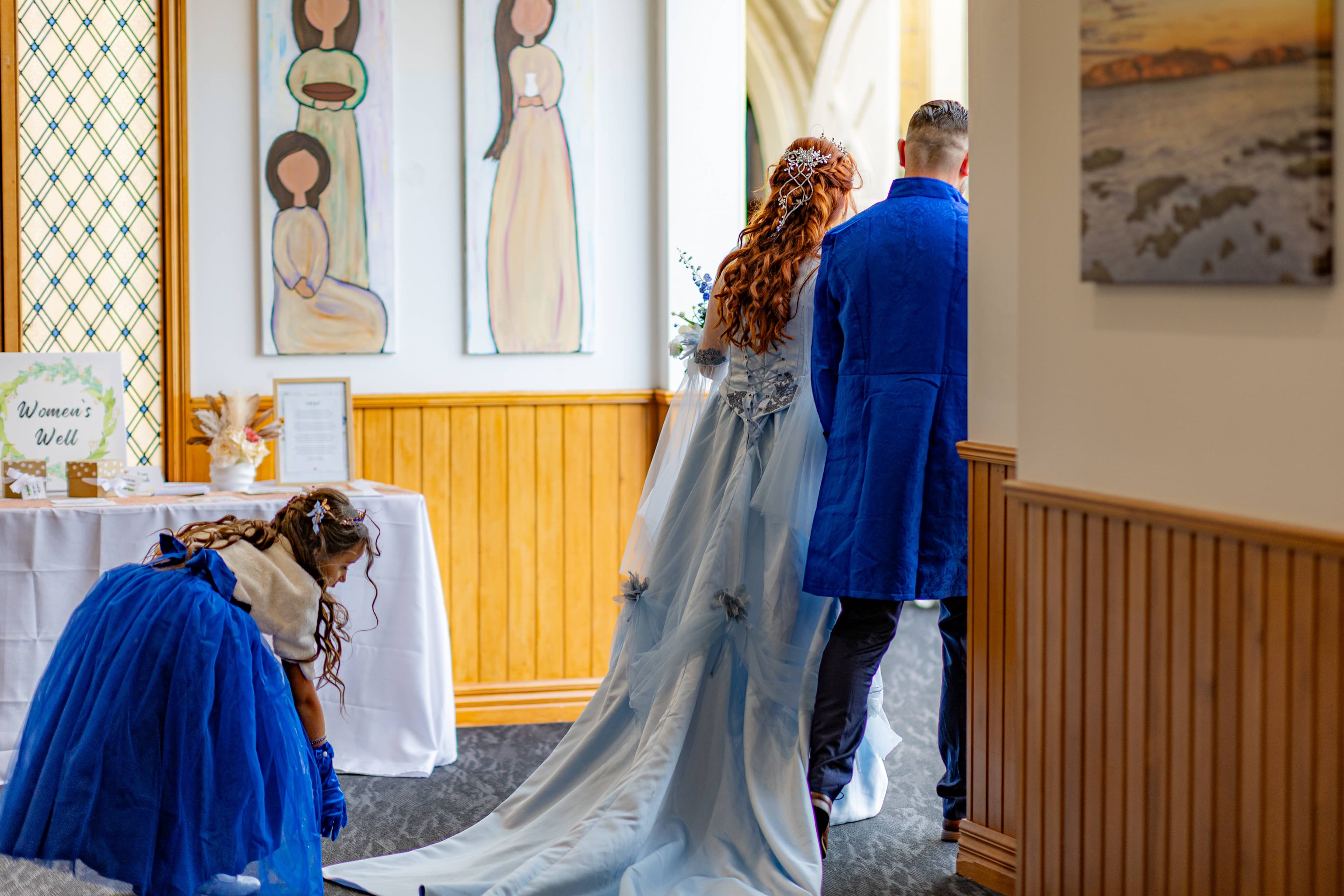 Sara Rose Fresco arriving at the St John's Presbyterian Church for her mediaeval-themed wedding. Picture by Eddie Guerrero