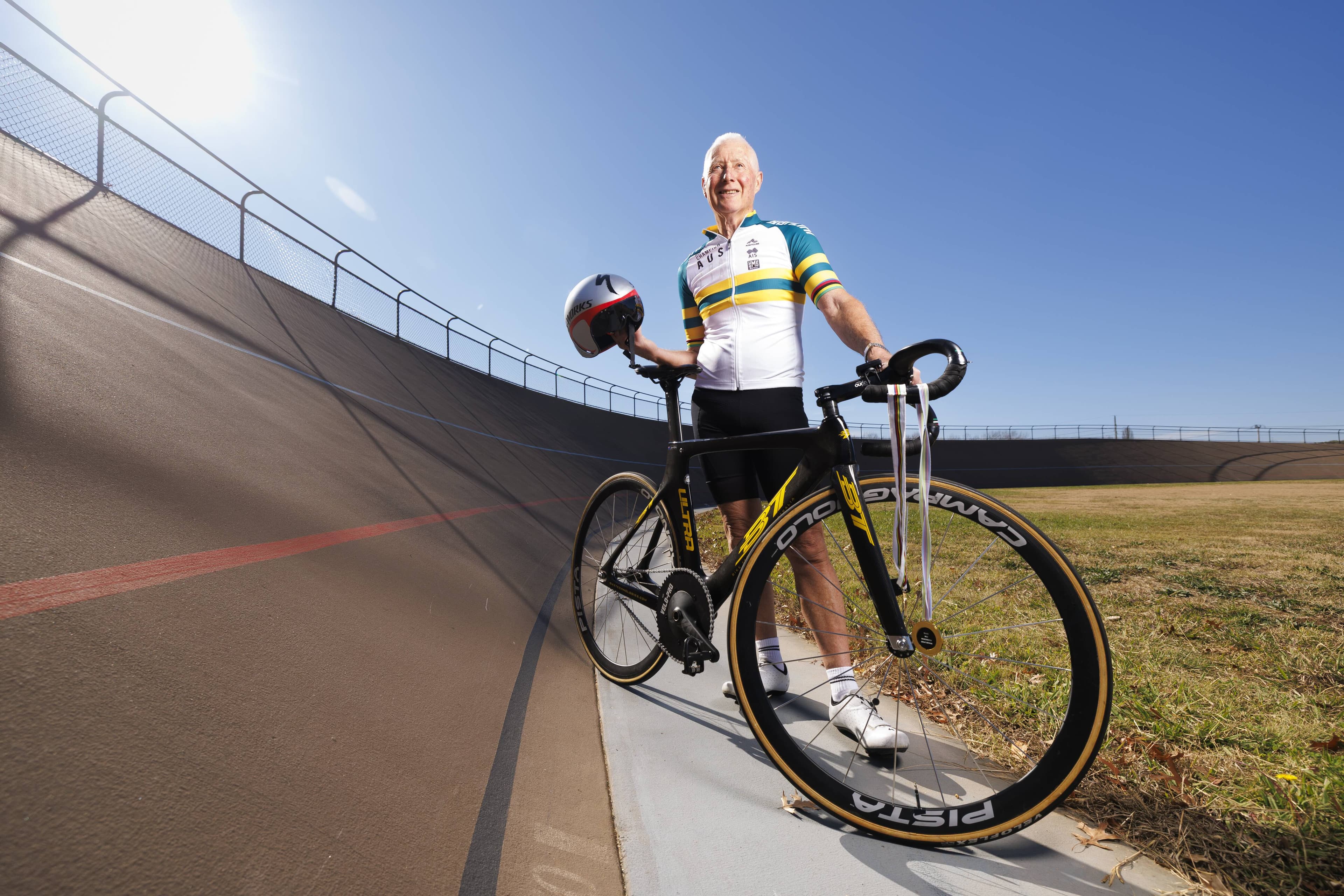 77-year-old track cycling legend and Australian champion Jim Veal is headed to the world titles in France — but back home, the dire state of the local velodrome raises serious questions about support for the sport and safety. Picture by Keegan Carroll