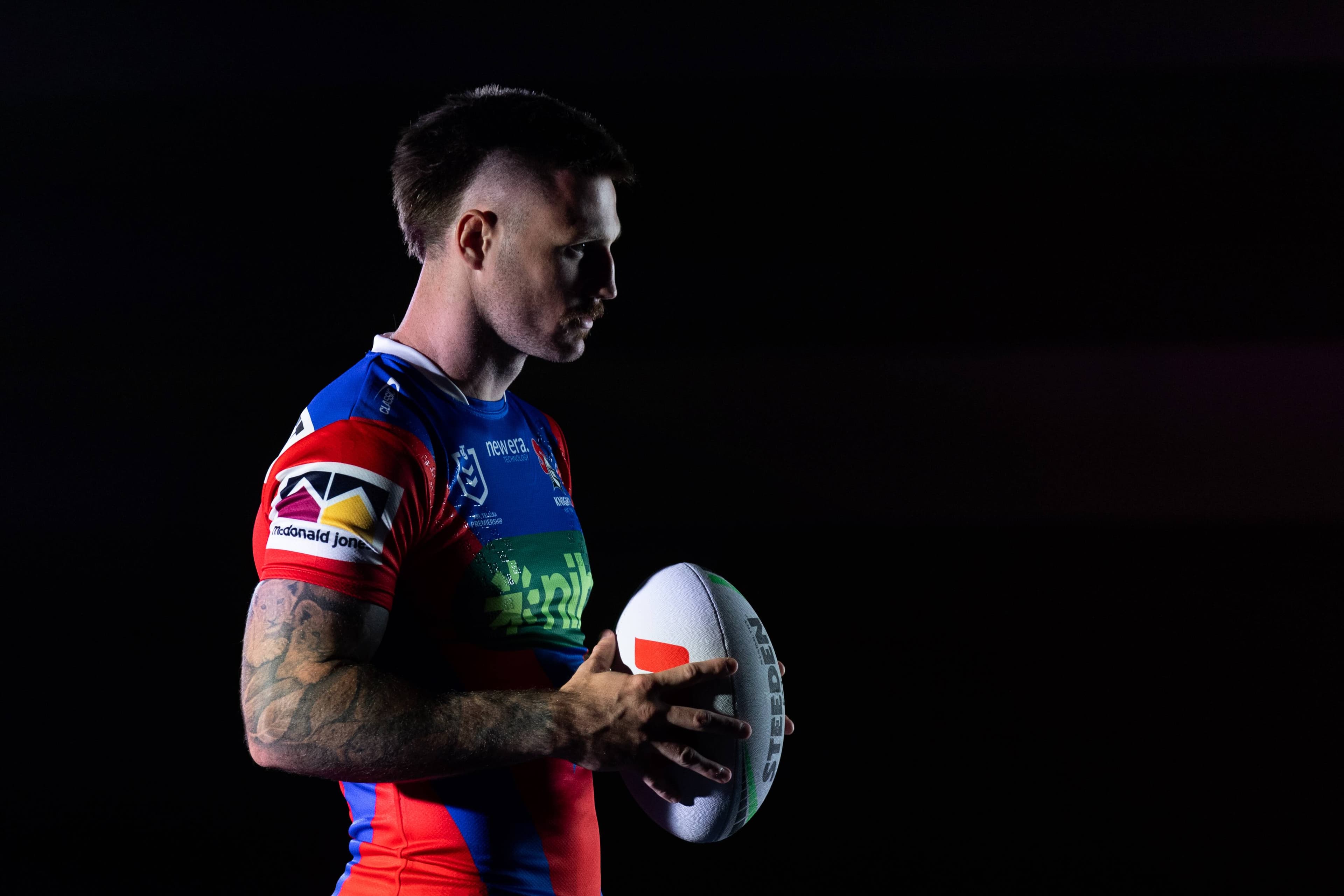 Newcastle NRL knights player James Schiller ahead of the start of the season. Picture by Jonathan Carroll