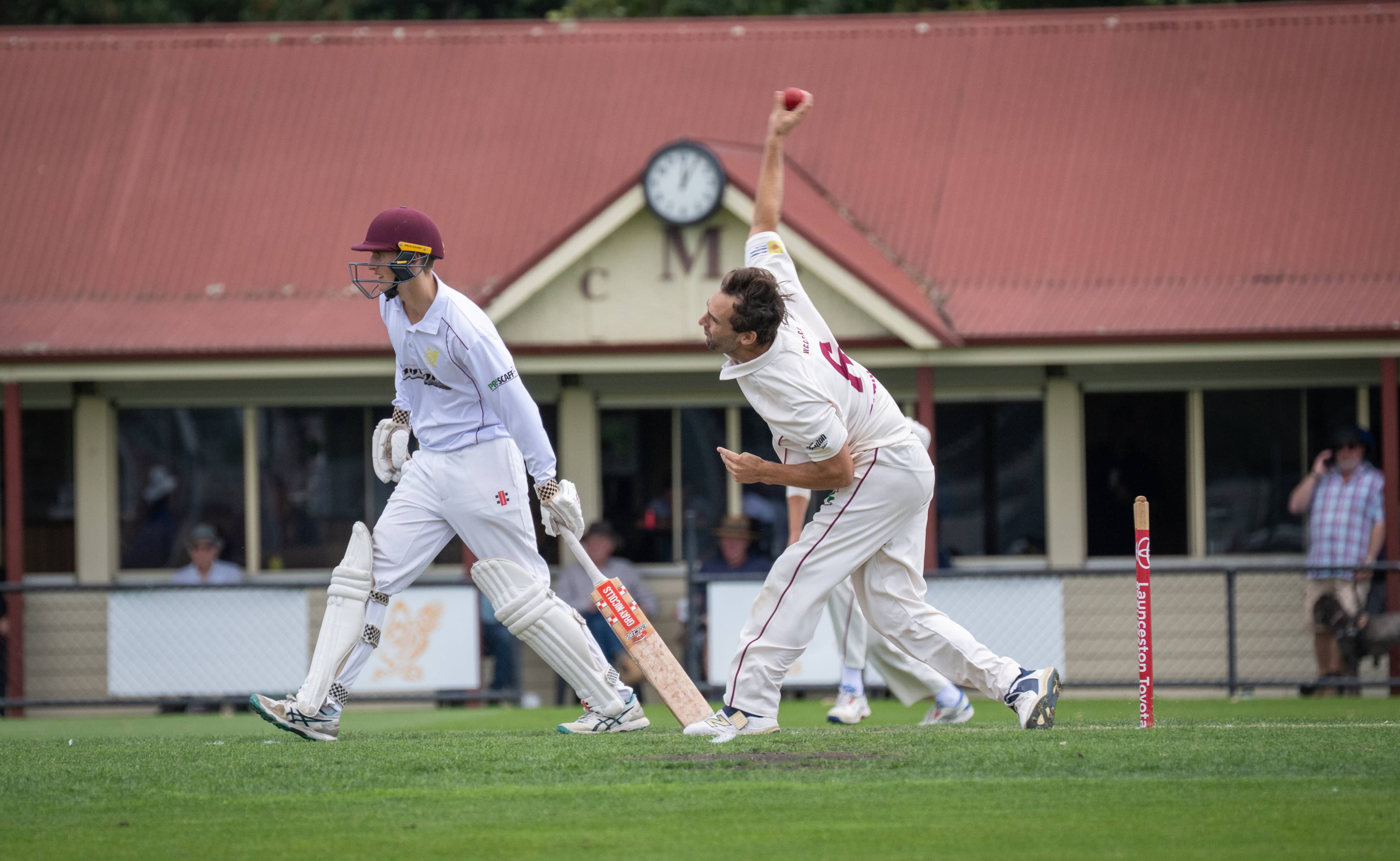 Johnathon Chapman bowling during the 2025 Cricket North grand final. Picture by Paul Scambler