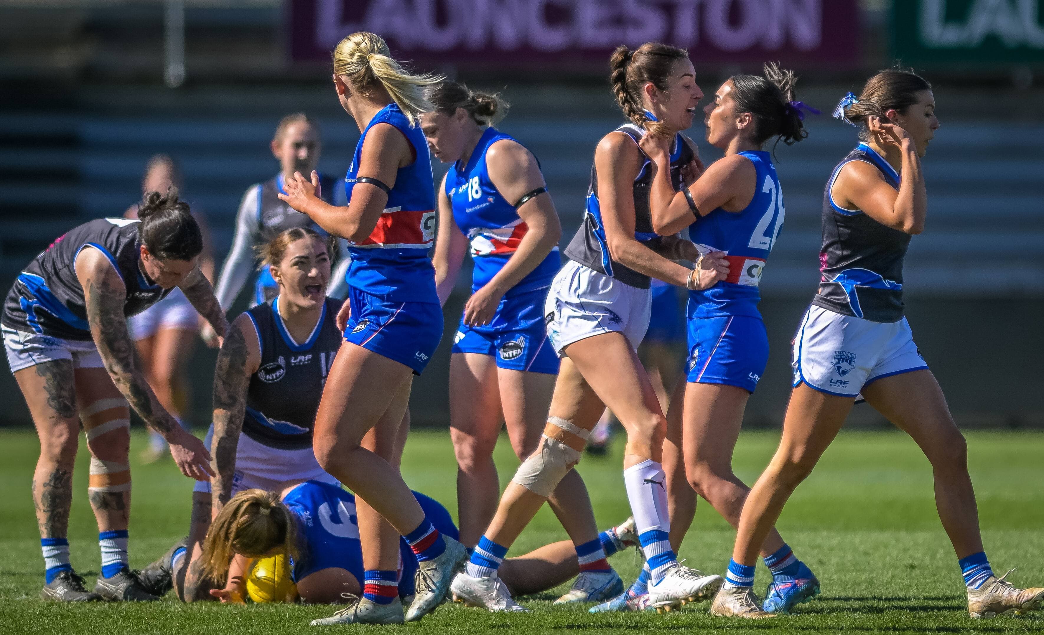 South Launceston and Deloraine getting into a tussle. Picture by Craig George