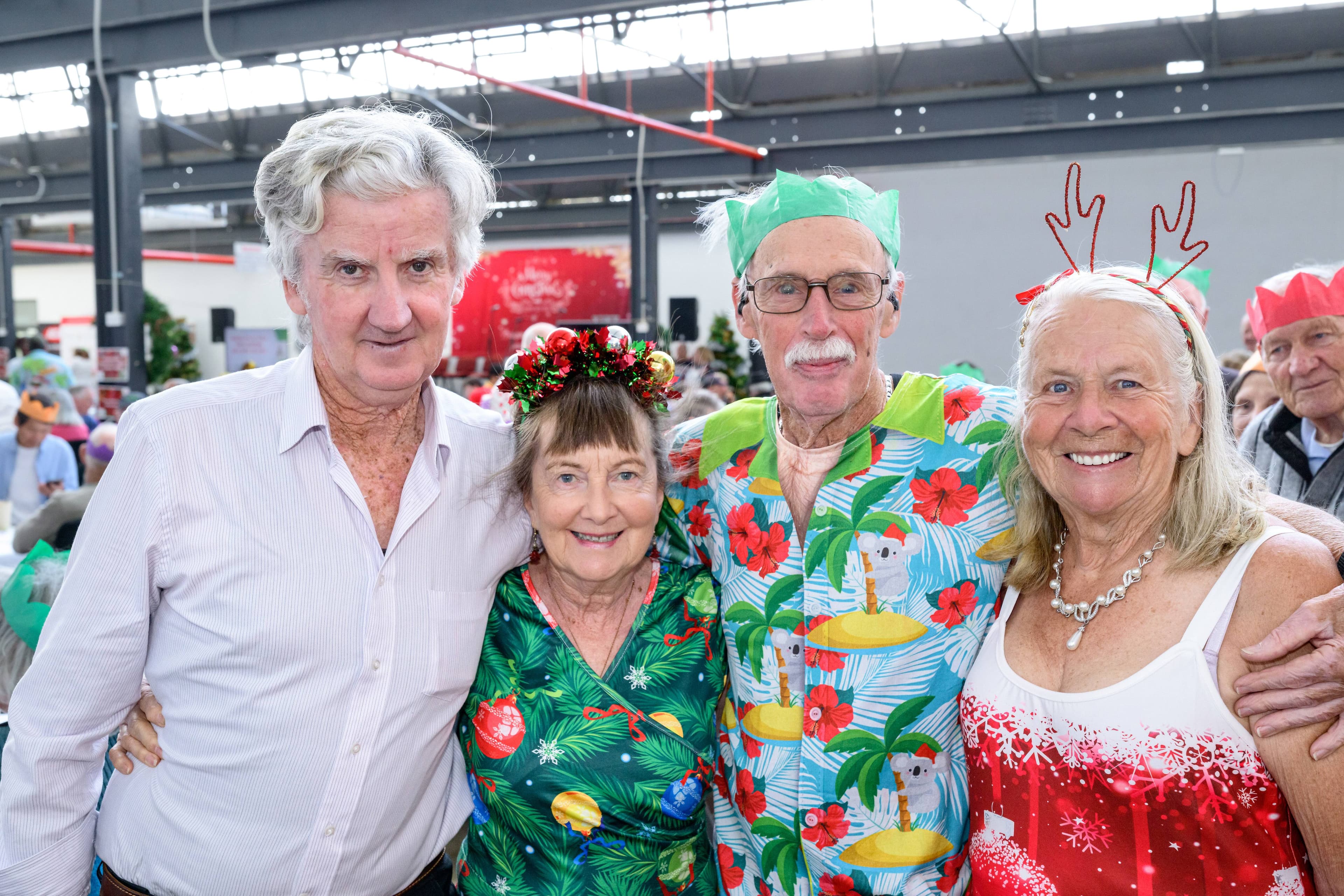 Frank Britt, Vicki Lohrey, George Prins and Suzanne Westbrook at the community Christmas lunch. Picture by Phillip Biggs
