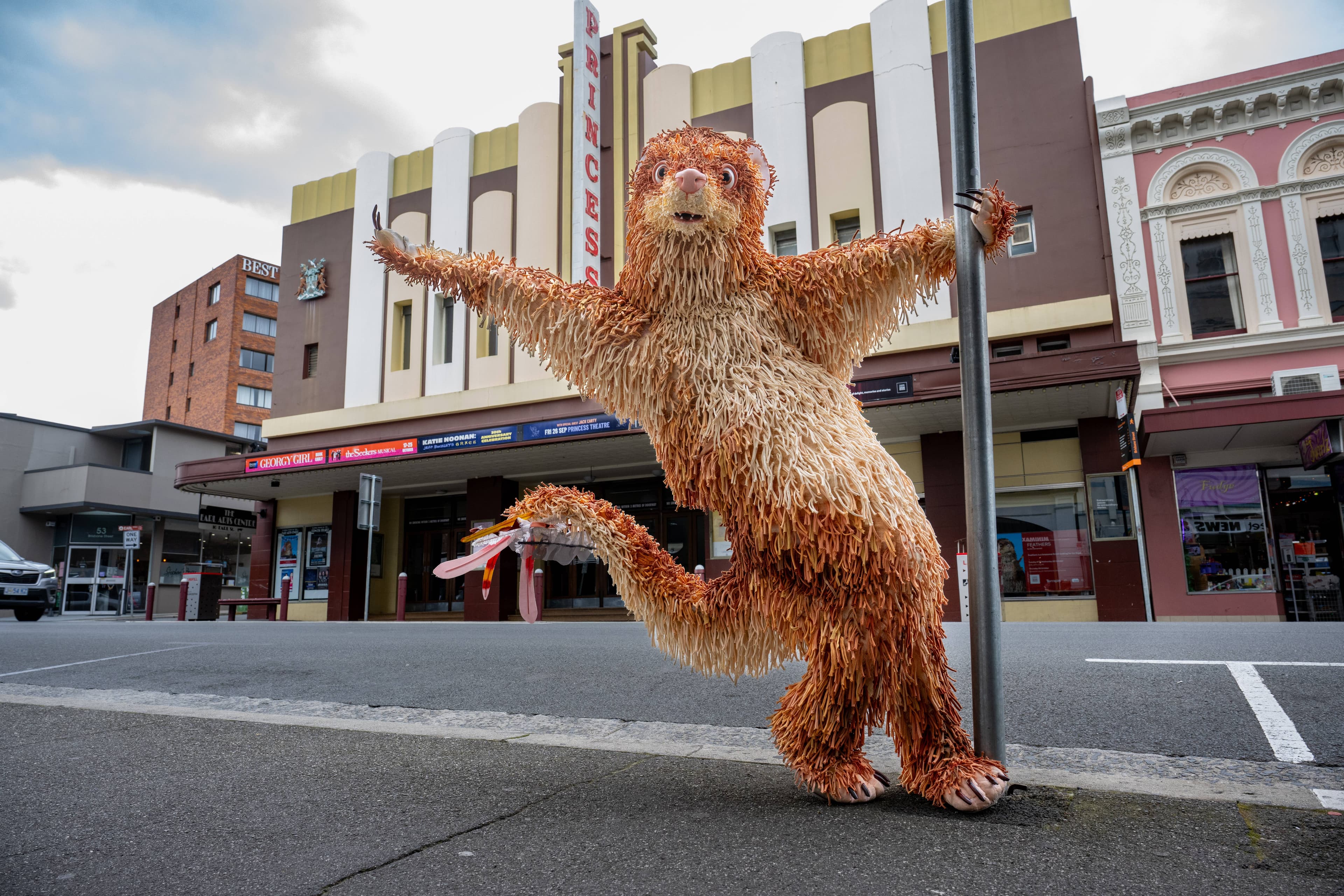 Feathers from Terrapin's upcoming production, gets acquainted with the surrounds of the Princess Theatre on September 23.