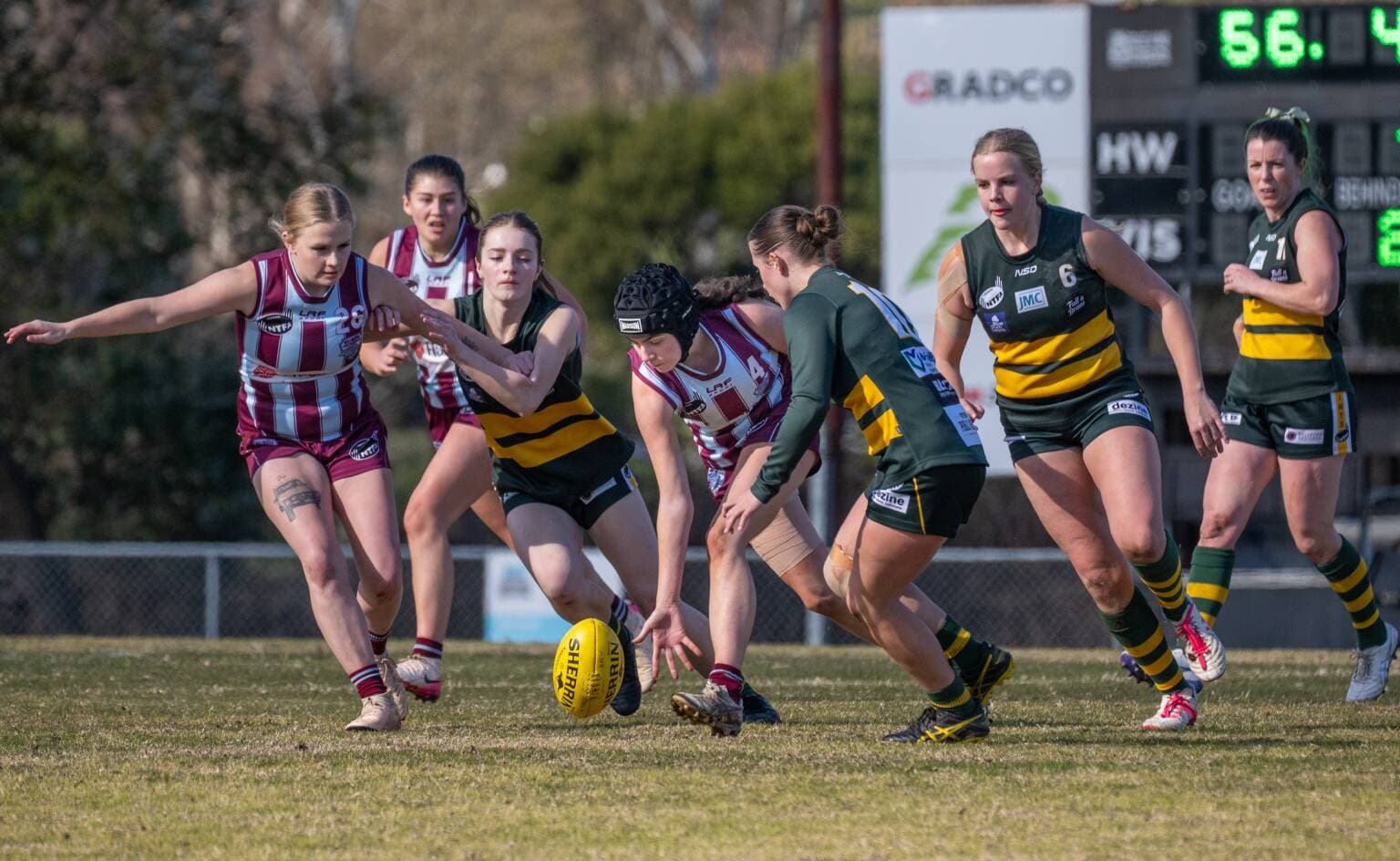Hillwood's Síofra Clarke and St Pats' Olive Bellchambers on the ball.
