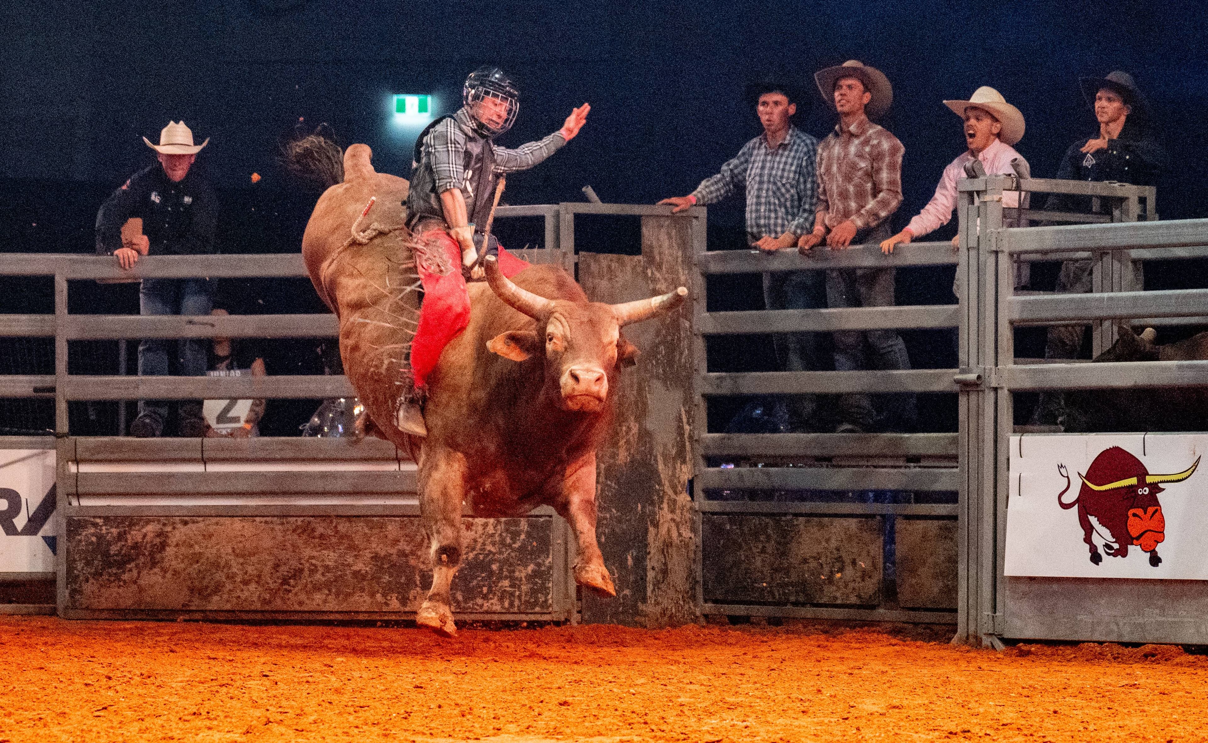 Joe Down on Thunderbolt at the Island Stampede Bullride, held in the Silverdome on October 3.