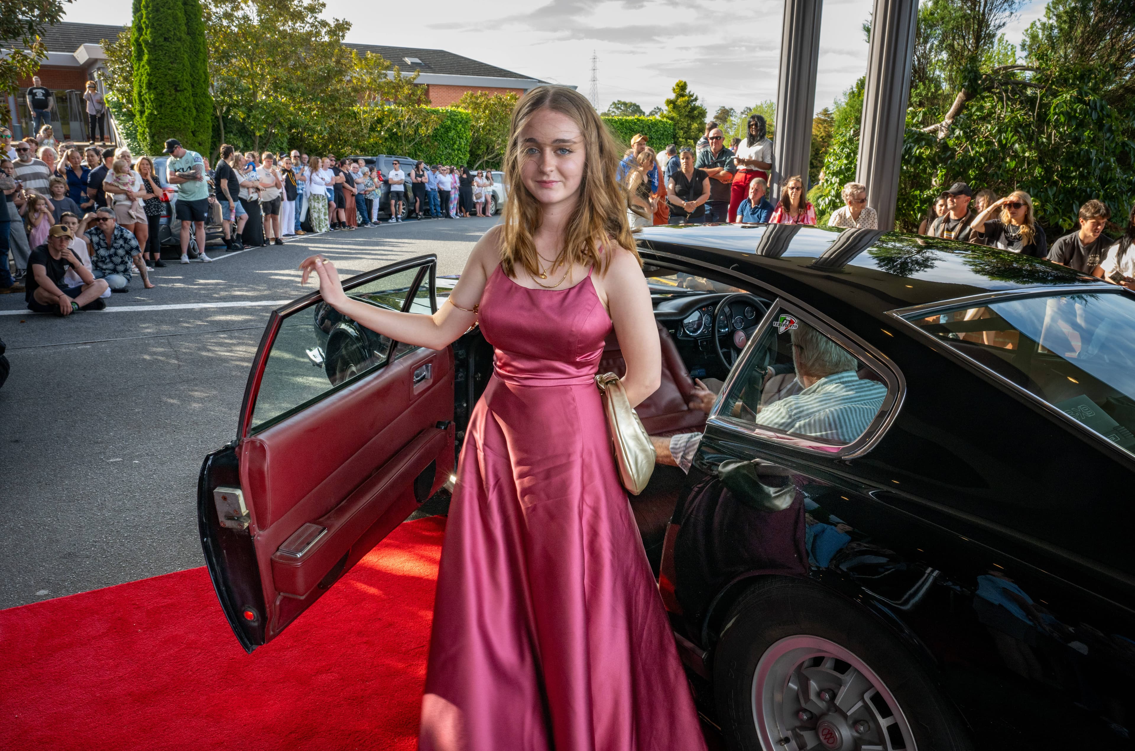 Ava Coglan arrives at her Kings Meadows High School leavers dinner at the Country Club on December 12.