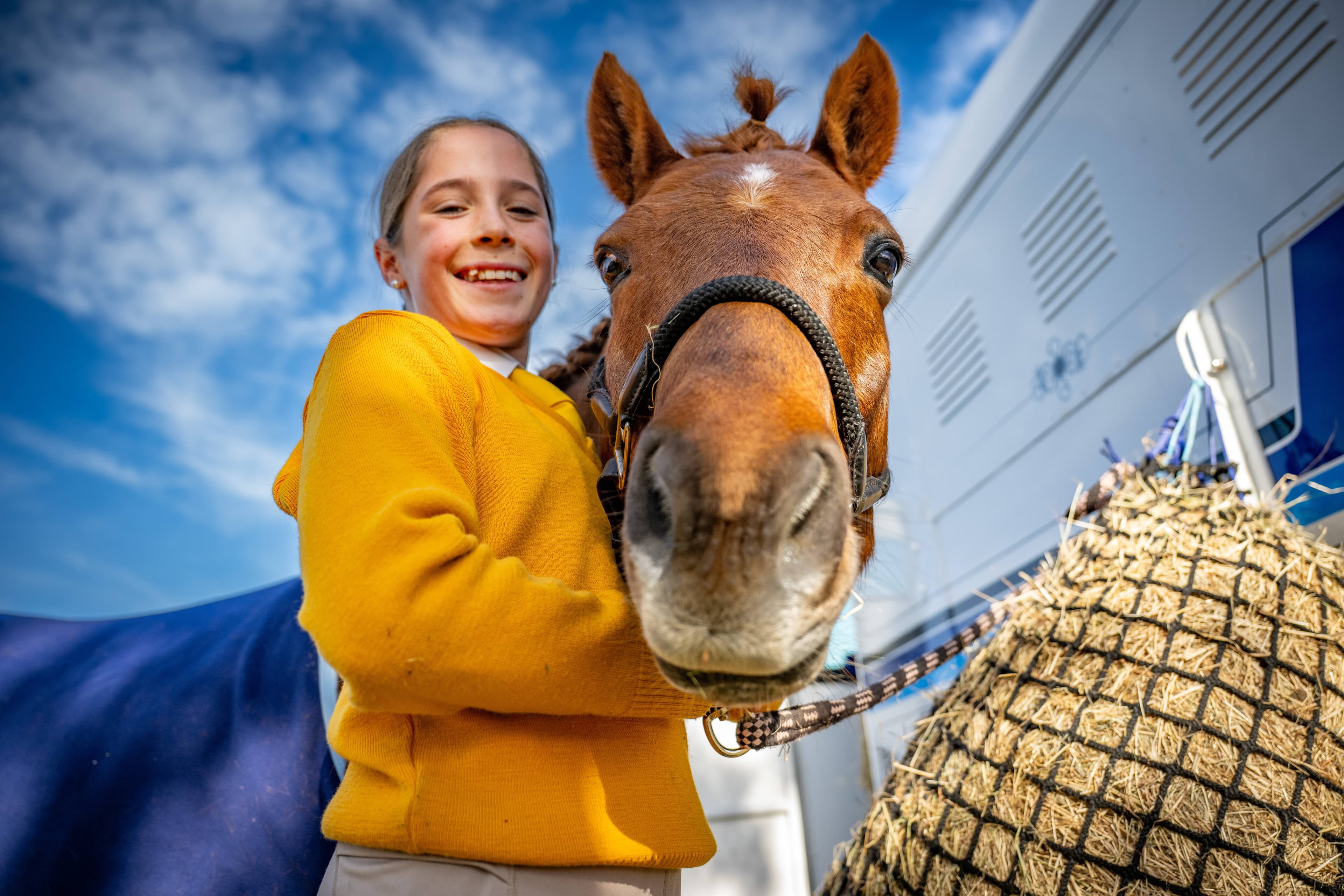 Annie Barnett 12 with Barney of Launceston rest between events at the 187th Campbell Town Show on May 31.