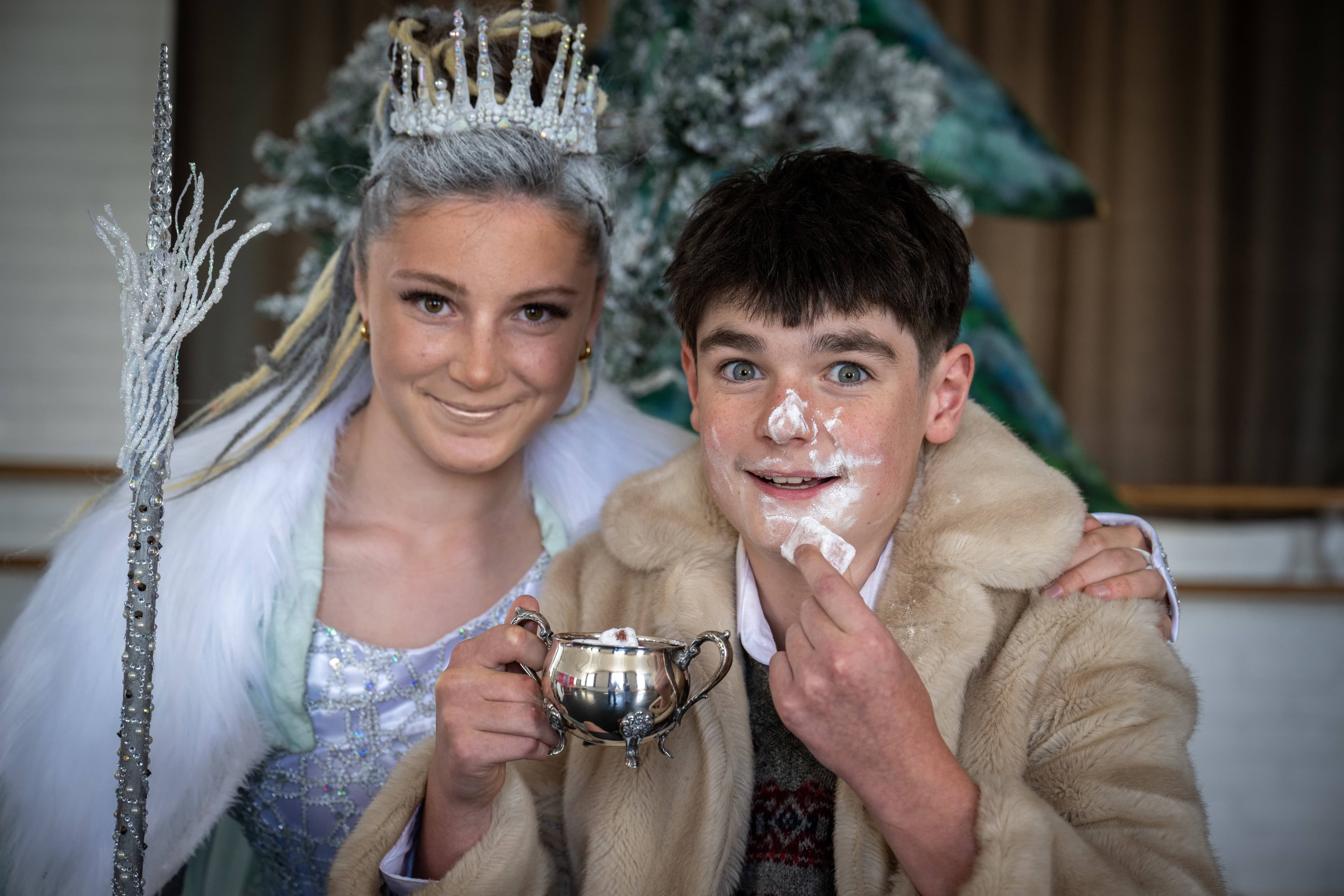 Eliza Kitto as The White Witch, and George Boyle as Edmund, in the 2025 Christmas Pantomime The Lion, The Witch and The Wardrobe.
Picture by Paul Scambler