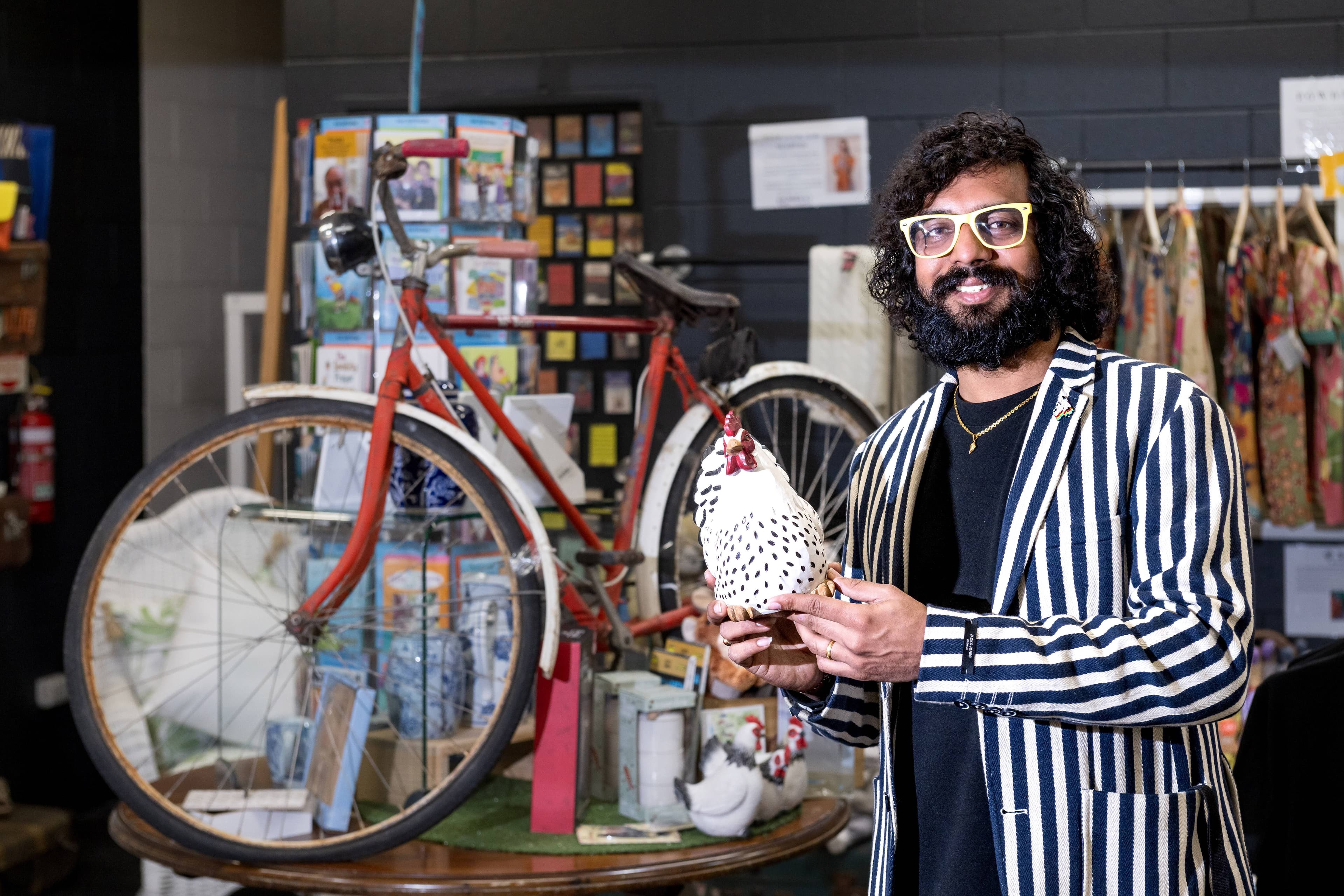 Ravi Teja Varma in April after he bought the Newstead newsagency and made it his own.