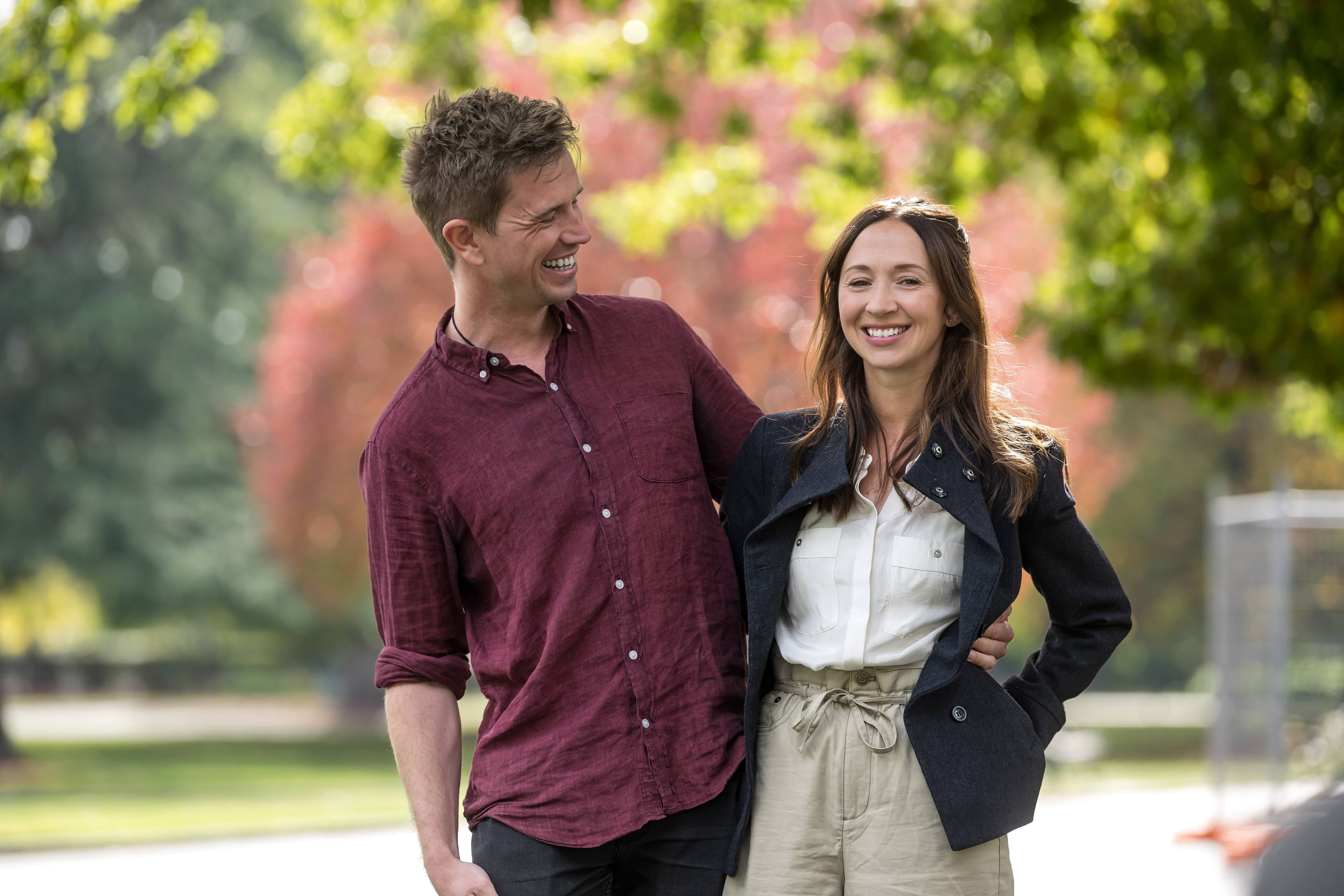 New Member for Bass Jess Teesdale holds a media call at City Park, Launceston, with partner Liam McGrath on Sunday, May 4, the day after the 2025 federal election.