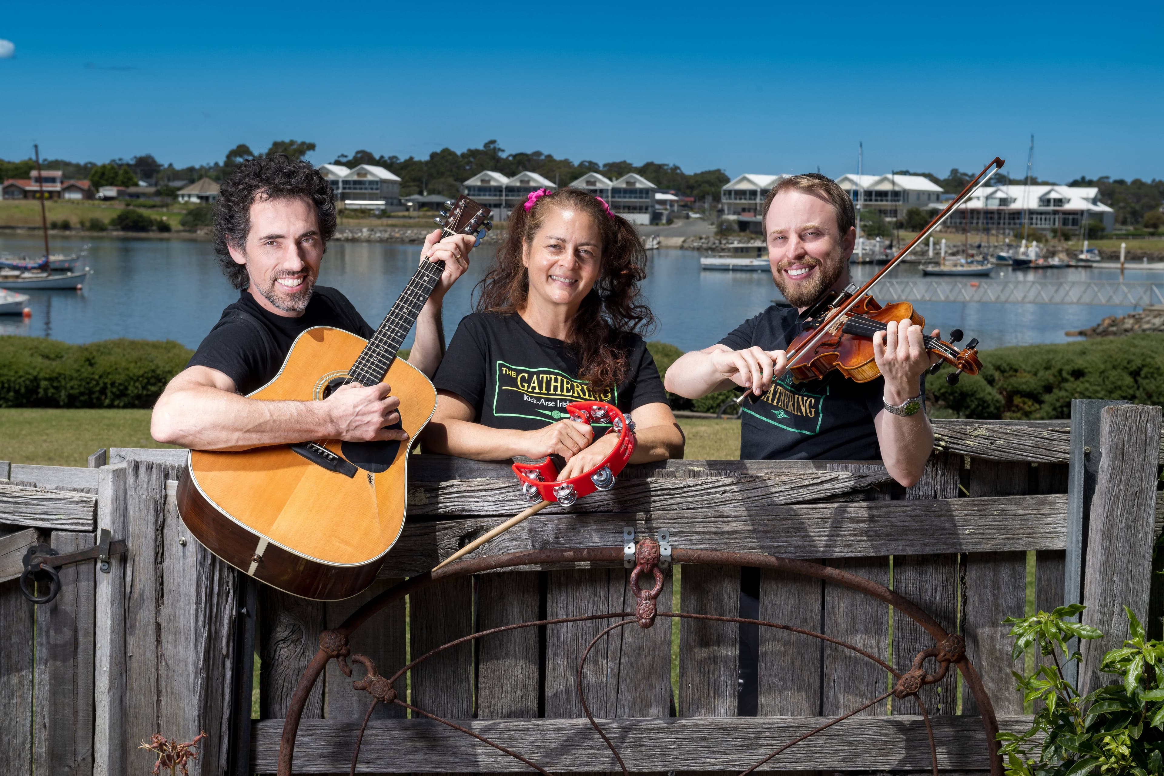 Mick McHugh, Amanda McHugh, Brannon Crickmore are The Gathering Irish Band, pictured at George Town on January 17, 2025.
