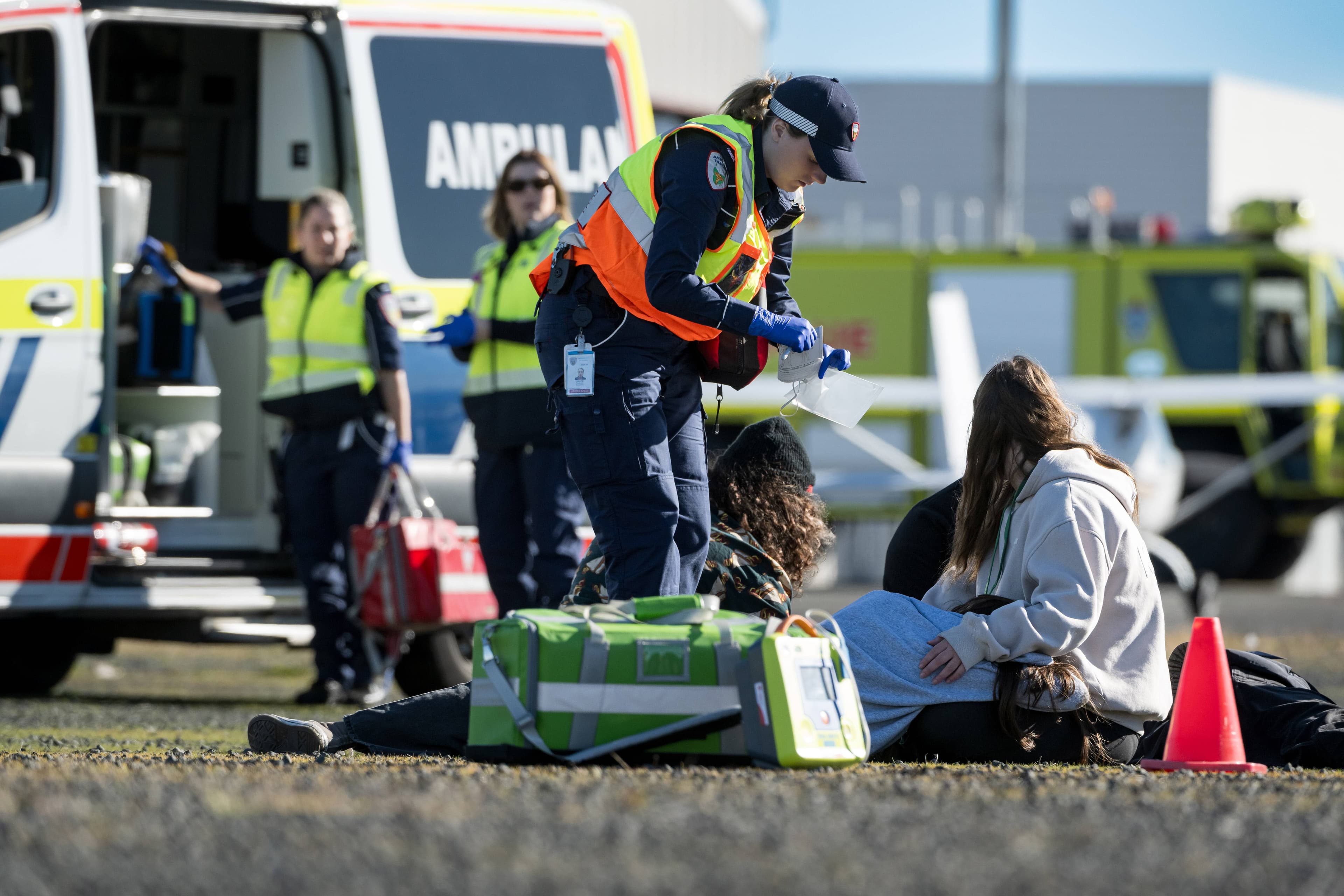 Students from the Big Picture School were role players in a plane crash at the Launceston airport training exercise on Wednesday, May 28.