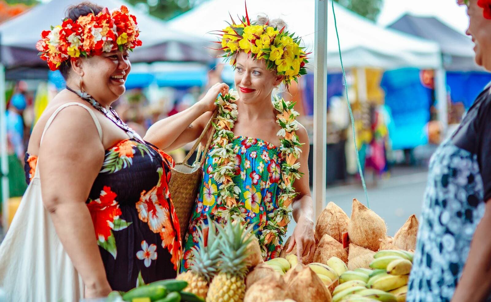 The Saturday morning markets on Rarotonga is the place to sample the island's beautiful fresh fruit. Picture by Ine Sorene